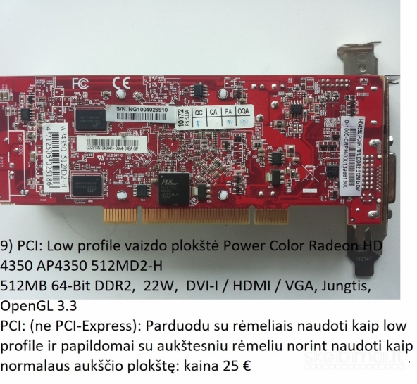 Daug įvairių plokščiu: PCI-E ir PCI tinklo pl. ir kitos pl.