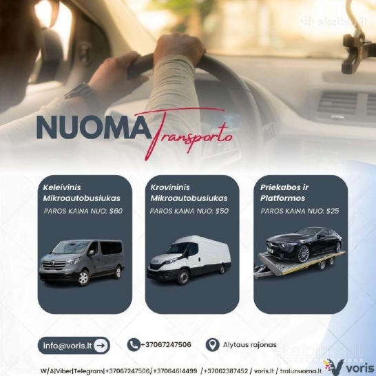 TRALIUKAI,PRIEKABOS,MIKROAUTOBUSAI nuoma ALYTUS +37062387452