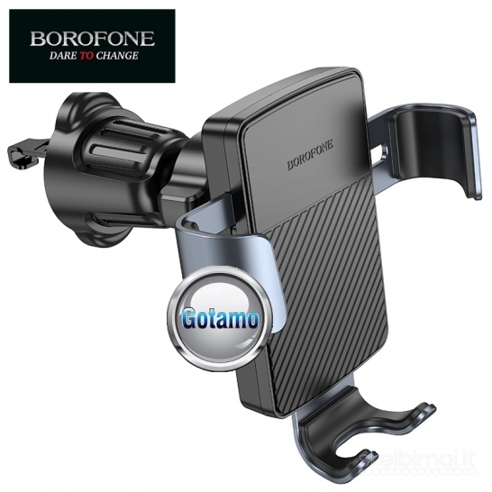 Borofone Gravity Pro prie grotelių tvirtinamas auto laikiklis telefonui