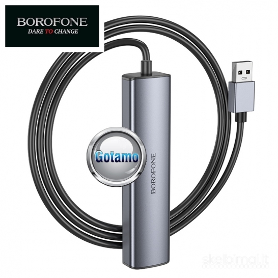 USB 2.0 4 lizdai Borofone 140cm USB šakotuvas (USB HUB)