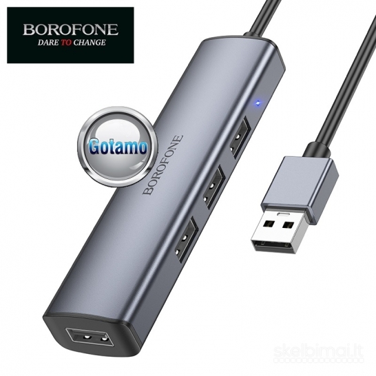 USB 2.0 4 lizdai Borofone 140cm USB šakotuvas (USB HUB)