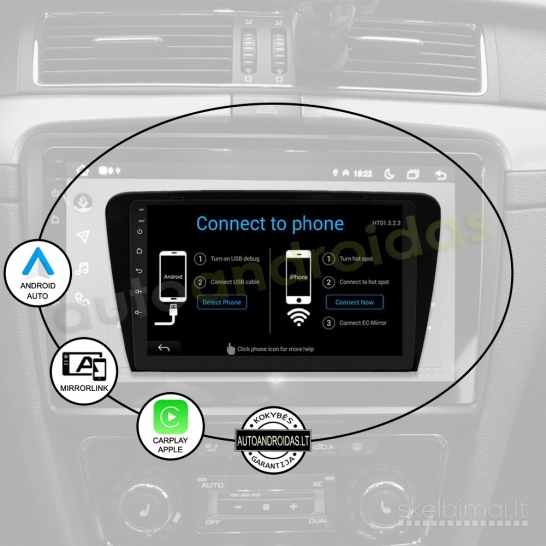 SKODA SUPERB 2 2008-15 Android multimedia navigacija carplay