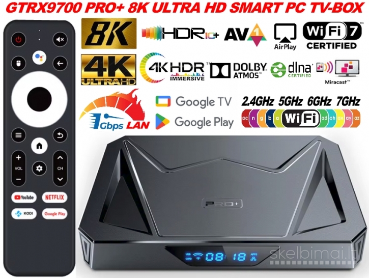 NAUJAS! 8K ULTRA PRO+ TV-BOX-VIRŠ 1000 GOOGLE TV-KANALŲ NEMOKAMAI!