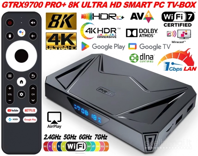 NAUJAS! 8K ULTRA PRO+ TV-BOX-VIRŠ 1000 GOOGLE TV-KANALŲ NEMOKAMAI!