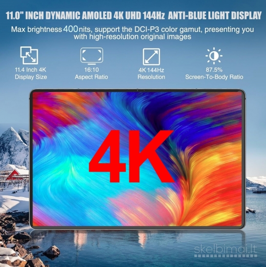 NAUJAS! 4K TAB PC 11.0"COLIŲ DYNAMIC AMOLED+1TB+2SIM+GPS+WIFI7+5G