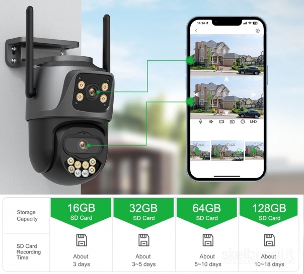 Dviguba Wifi lauko kamera 8MP