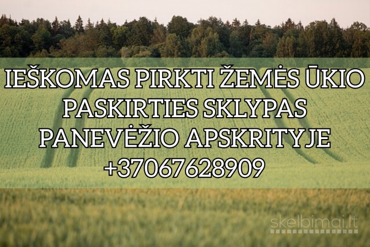 Ieškomas pirkti žemės ūkio paskirties sklypas 