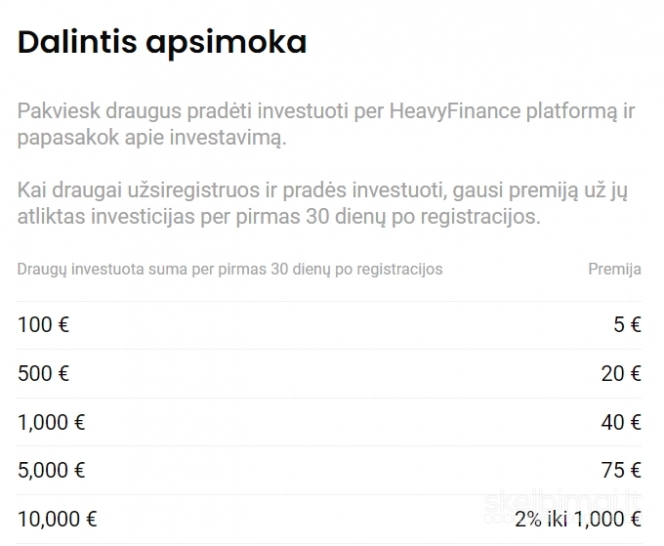 Investavimo Heavy Fin-ance platformos draugo referalas 5%