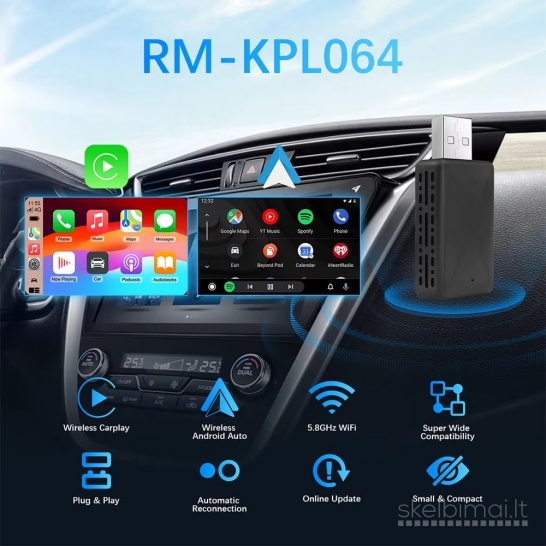 Naujas Belaidis CarPlay Android  Bluetooth Adapteris automobiliams