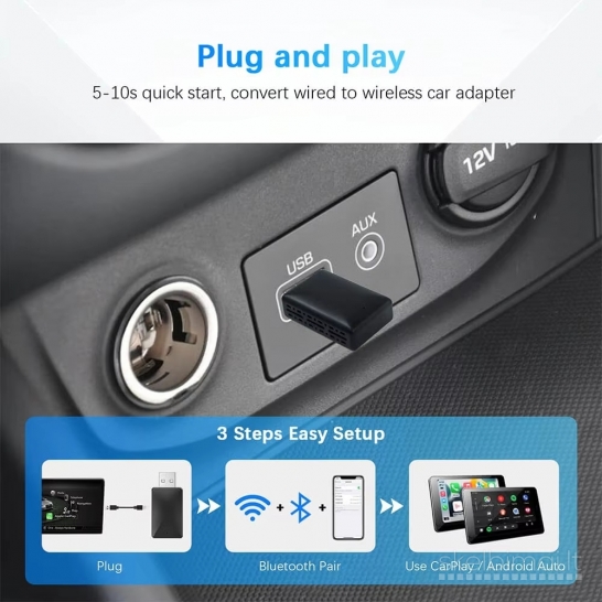 Naujas Belaidis CarPlay Android  Bluetooth Adapteris automobiliams