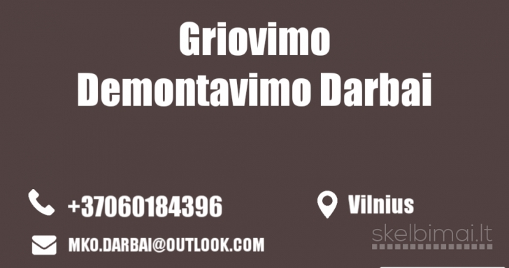 Griovimo Demontavimo Darbai 