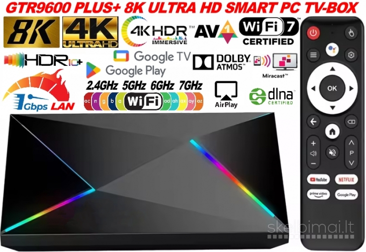 NAUJAS! 8K ULTRA PLUS+ TV-BOX-VIRŠ 1000 GOOGLE TV-KANALŲ NEMOKAMAI!