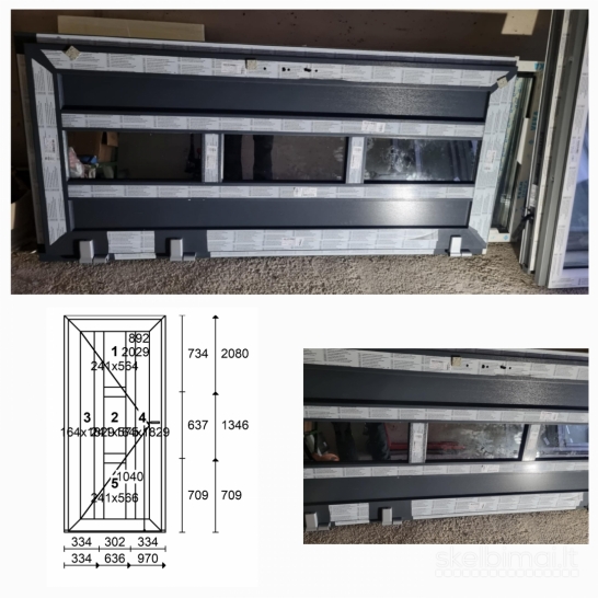 Nauji plastikiniai langai ir jų priedai;  lauko durys, balkoninės durys