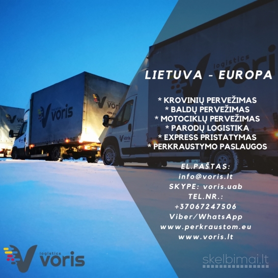 Skubių krovinių pervežimai LT-EU-LT mikroautobusais iki 3,5t. www.voris.lt 