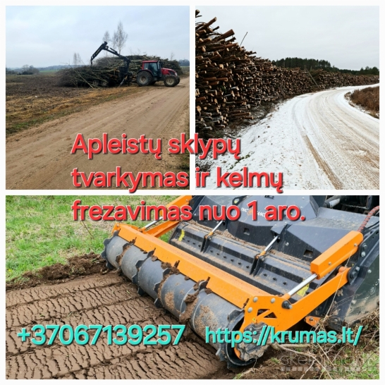 Apleistų sklypų tvarkymas,kelmų frezavimas nuo 1a