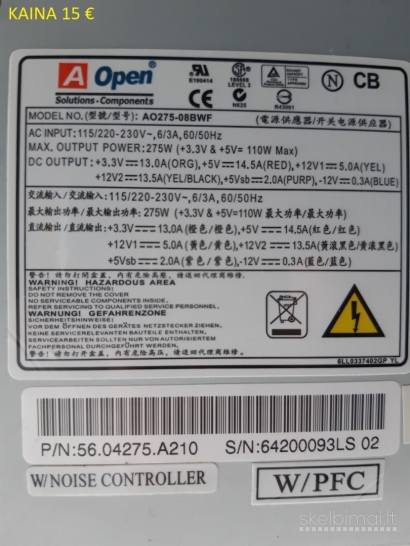 ATX Maitinimo blokai ir korpusai ATX ir mATX ir kitos dalis