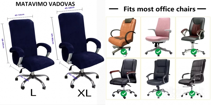 AUKŠTOS KOKYBĖS VELVETO UŽVALKALAI KOMPIUTERIO-BIURO KĖDĖMS