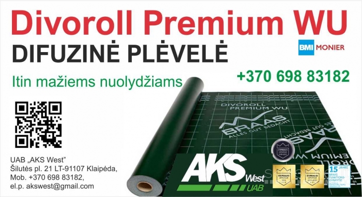Difuzinė plėvelė Divoroll Premium WU MONIER, Klaipėda