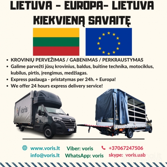 LIETUVA-DANIJA Skubūs pervežimai – greitas pristatymas www.voris.lt 
