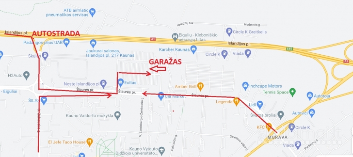 Atnaujinto GARAŽO NUOMA ISLANDIJOS pl., KAUNAS (elektra, vanduo)