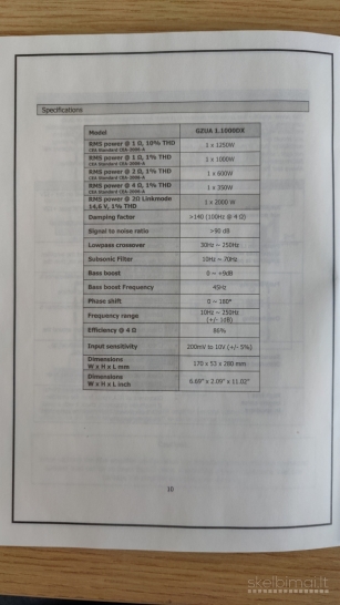 Ground Zero URANIUM GZUA 1.1000DX stiprintuvas