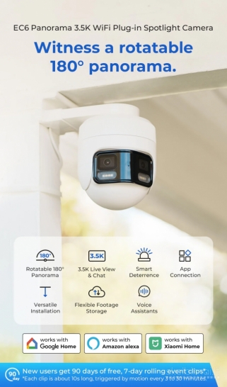 Nauja Imilab EC6 Panorama Wi-Fi saugos 180 laipsnių apsaugos kamera