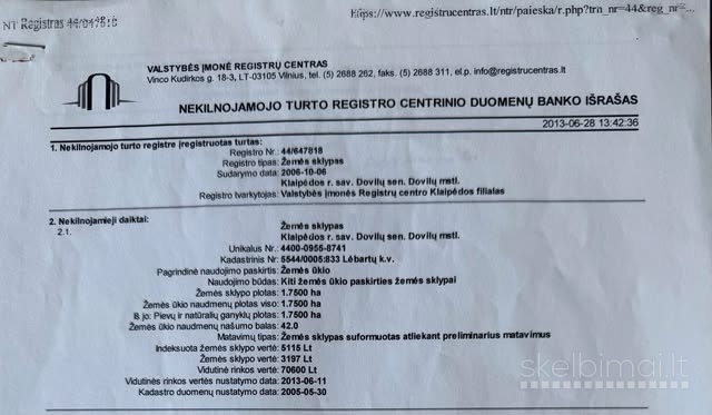 Parduodamas 1,75 ha žemės ūkio paskirties sklypas 