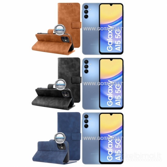 128 Diary-S veliūriniai dėklai Samsung Galaxy A15 telefonams WWW.GOTAMO.LT