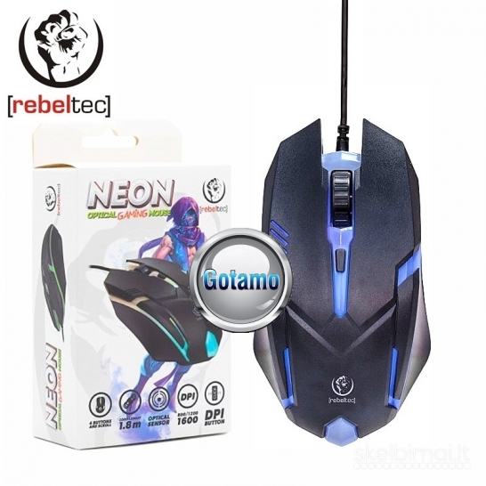 146 Optinė pelė su laidu žaidimams RebelTec Neon WWW.GOTAMO.LT
