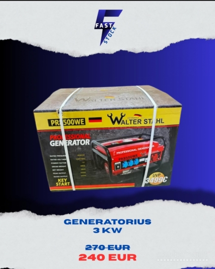 Generatorius Walter Stahl PR 8500WE (3kW, benzininis)