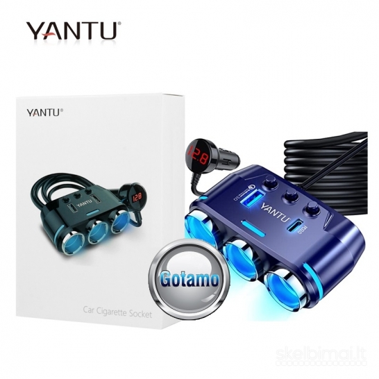 148 Auto įkrovimo skirstytuvas 3 lizdai su Type-C ir USB lizdais Yantu