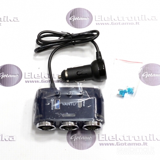 148 Auto įkrovimo skirstytuvas 3 lizdai su Type-C ir USB lizdais Yantu