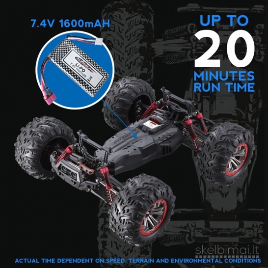 Naujas Hoshi N516 RC Monster truck džipas bagis 1/10 40km 2 baterijos