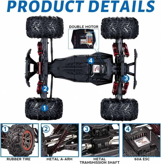 Naujas Hoshi N516 RC Monster truck džipas bagis 1/10 40km 2 baterijos