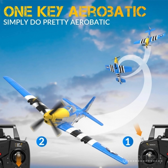 Naujas RC Volantex P-51D Mustang 2 akrobatinis lėktuvas 2x baterijos