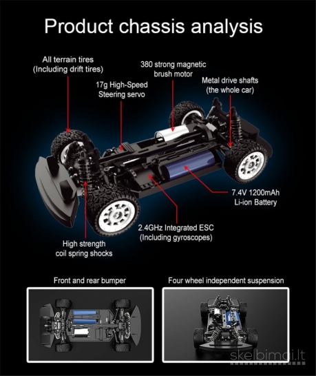 Naujos UDIRC 1/16 Drift ralio mašinėlė 2x baterijos priedai
