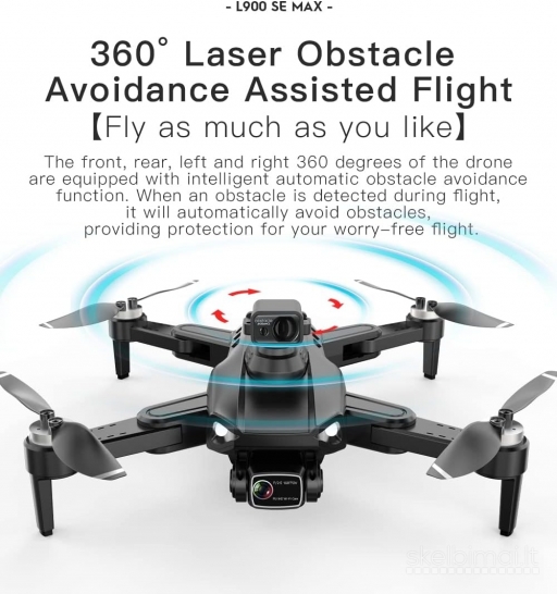 Naujas L900 Pro Max Dronas GPS 2x Kameros 2x Baterijos