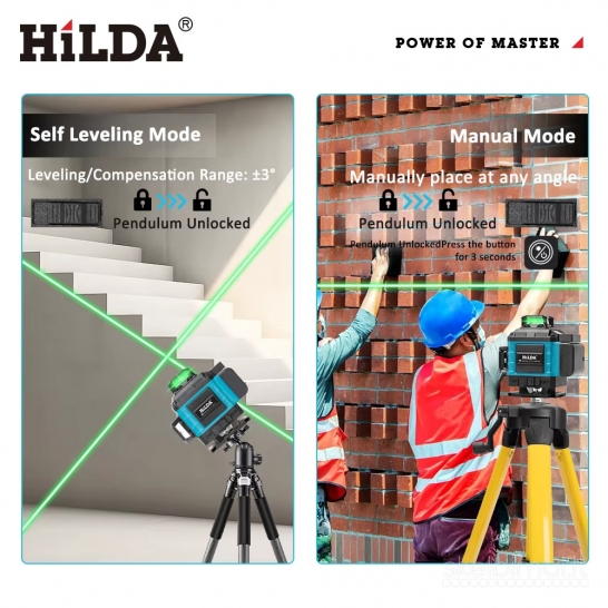 Naujas Hilda Lazerinis Nivelyras 4d 16 Linijų + trikojis