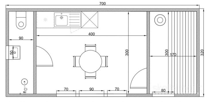 MODULINIS NAMELIS SU PIRTIMI 7x3,2