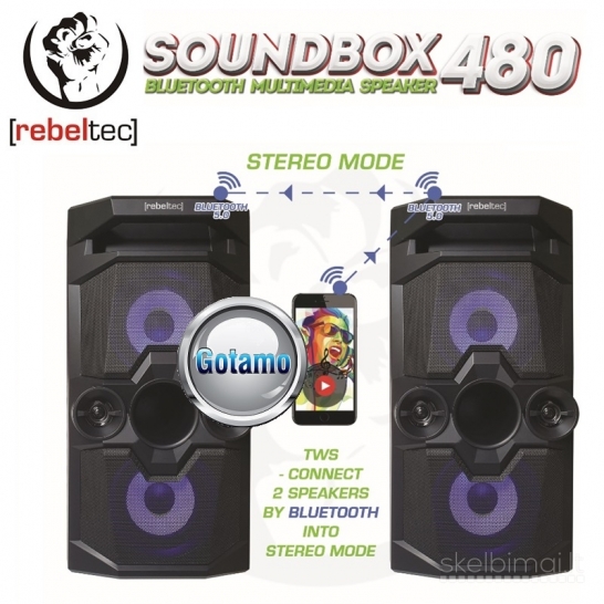 150 Bluetooth garsiakalbis kolonėlė RebelTec SoundBOX 480 WWW.GOTAMO.LT