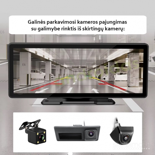 CARPLAY / ANDROID AUTO / MIRROR LINK Universali 10" colių ekranu