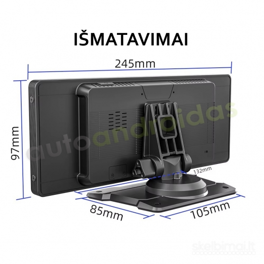 CARPLAY / ANDROID AUTO / MIRROR LINK Universali 10" colių ekranu
