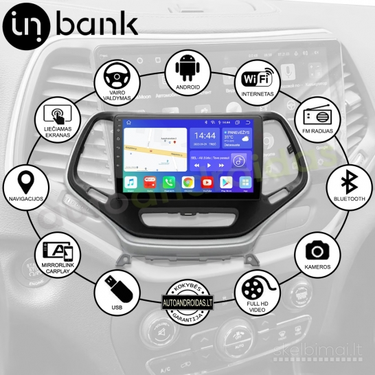 JEEP GRAND CHEROKEE 2014-18 Android multimedija Carplay navigacija