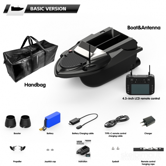 Naujas FlyTec V080 Masalo pašaro jauko gabenimo laivelis su GPS 180