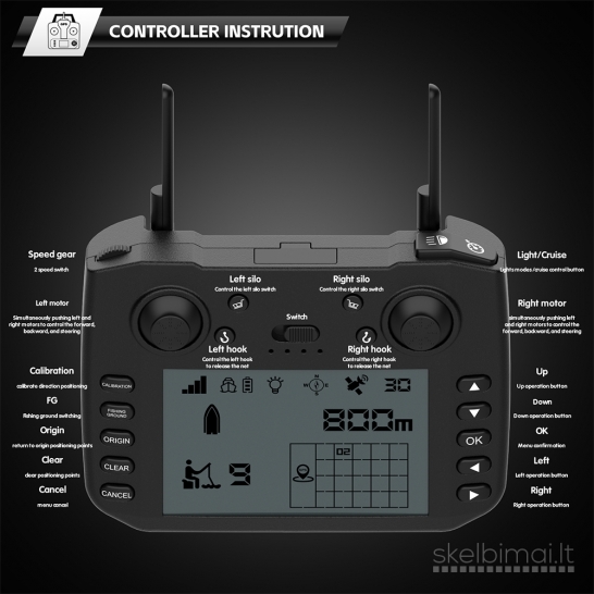 Naujas FlyTec V080 Masalo pašaro jauko gabenimo laivelis su GPS 180