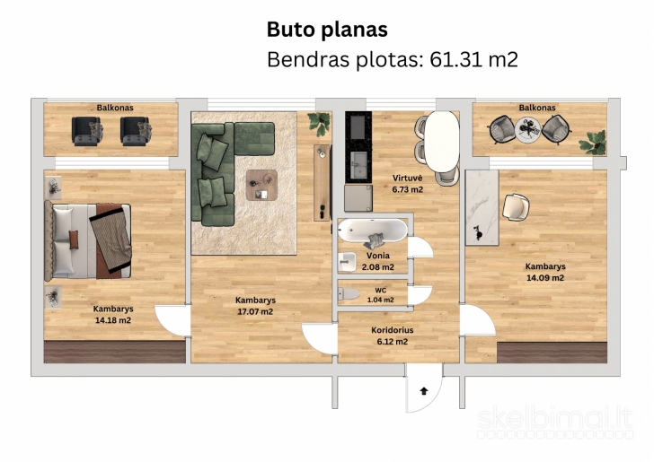 Parduodamas butas Klaipėdoje 