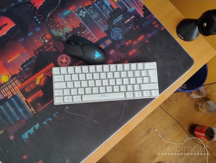 DELTACO GAMING Klavitūra, 60% dydis, balta, mechaninė, RGB.