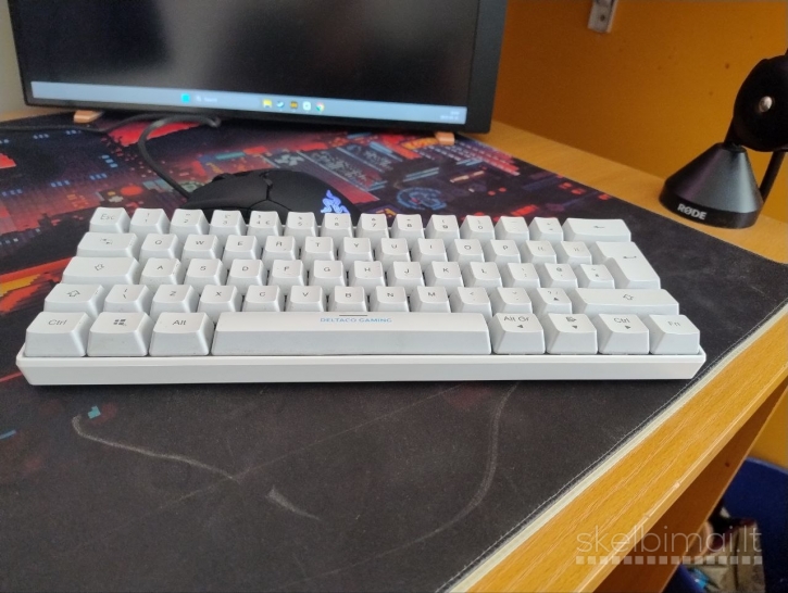 DELTACO GAMING Klavitūra, 60% dydis, balta, mechaninė, RGB.