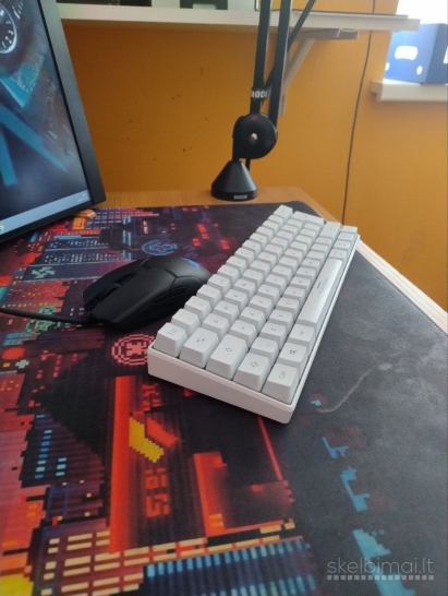 DELTACO GAMING Klavitūra, 60% dydis, balta, mechaninė, RGB.