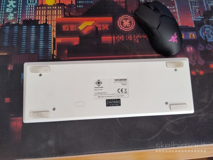 DELTACO GAMING Klavitūra, 60% dydis, balta, mechaninė, RGB.